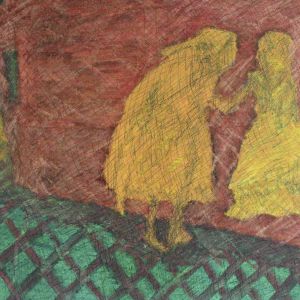 Sofia Ines Musumano Biancaneve e la strega acrilico e penne su tela cm55x40 gennaio 2018