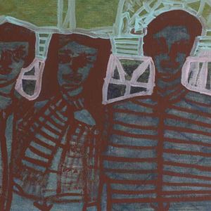 Sofia Ines Musumano Cugini acrilico matite e pennarelli su tela cm57x27 aprile 2018