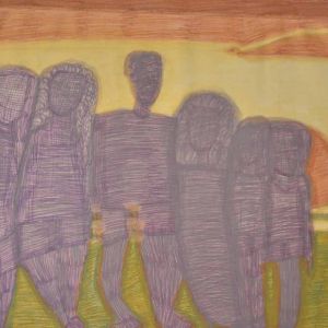 Sofia Ines Musumano Lieta vacanza acrilico e penne su tela cm57x42 settembre 2017