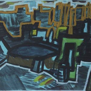 Sofia Ines Musumano Urbs acrilico e matite su tela cm55x40 agosto 2019