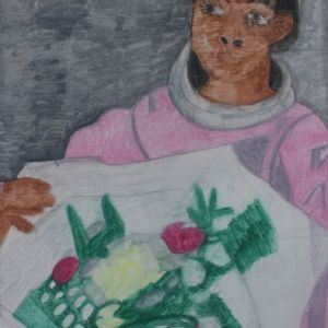 Sofia Inés Musumano Mazzo di rose Matite acquarellate su tela cm40x56 Agosto 2019